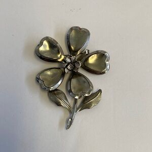 Silver Flower Brooch Vintage, EUC